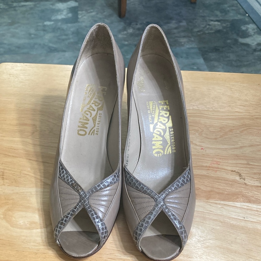 Tan Ferragamo Heels -size 6AAA
